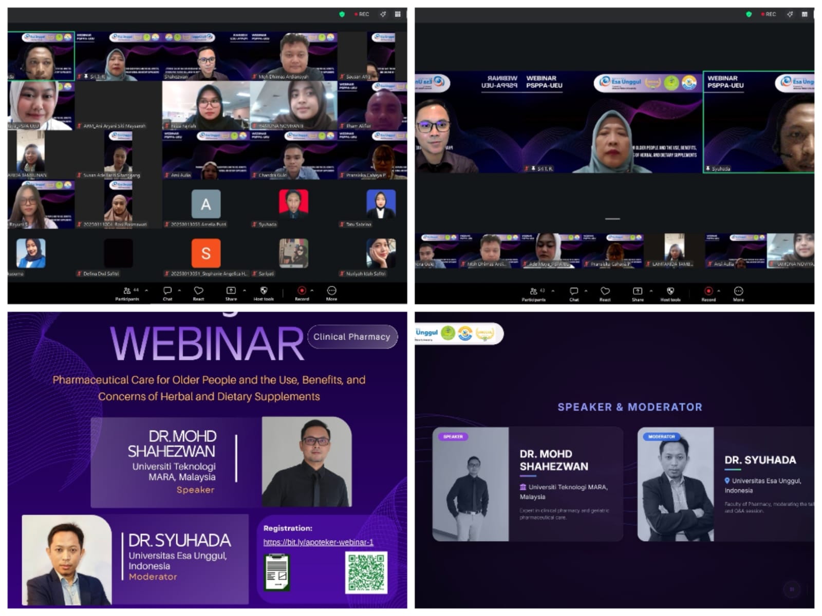 Webinar Internasional-Pharmaceutical Care for Older People and the Use, Benefits, and Concerns of Herbal and Dietary Supplements.